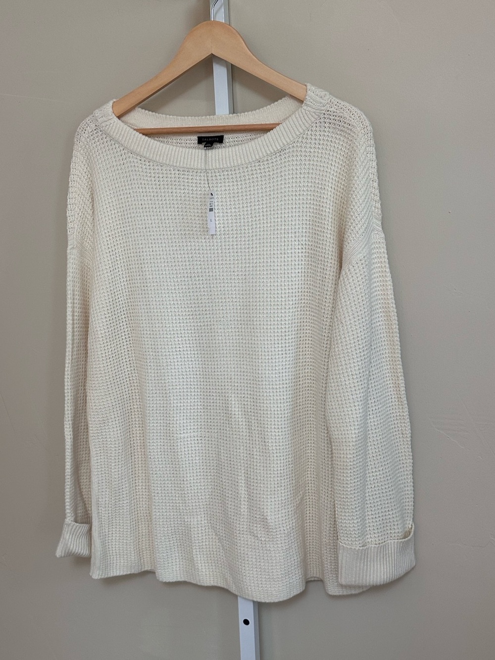 NWT Talbots Ivory Open Knit Cotton Sweater Women’s XL Coastal